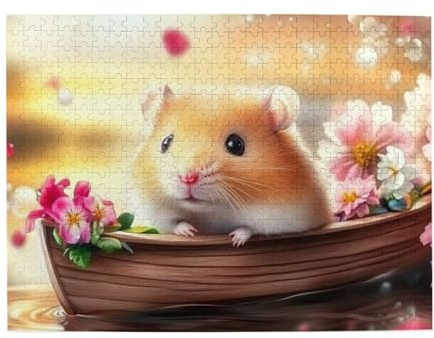 Holzpuzzle mit kleinem Boot, Blume, Maulwurf, 500-teiliges Puzzle für Erwachsene, herausforderndes Puzzle für Spielgröße 38,1 x 51,8 cm