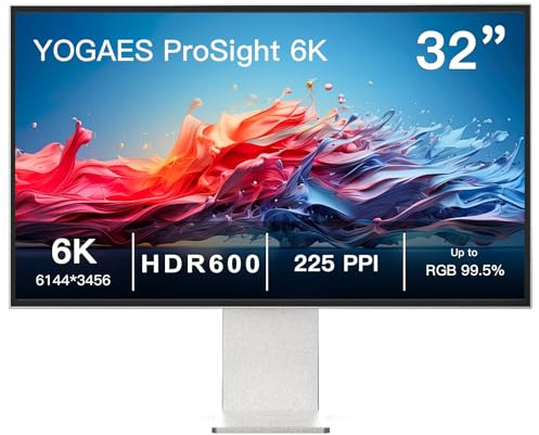 6K Monitor, 32 Inch IPS-6K Display (6144 × 3456), LM315STA-SSA1 Aluminium Alloy Housing and Stand, HDR 600, Brightness of 450 cd/m², Height Adjustable, Contrast Ratio 2000:1 (IPS PanelL (Matte))