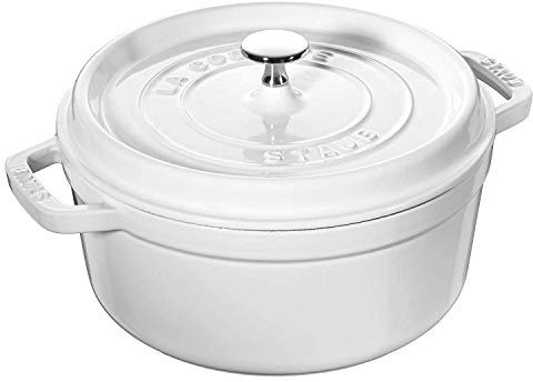 Staub 1102602 Cocotte 26 cm rund, Bräter aus Gusseisen, weiß