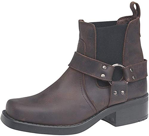 Stivaletti da cowboy/Biker Terminator in vera pelle da uomo, Marrone, 40 2/3 EU