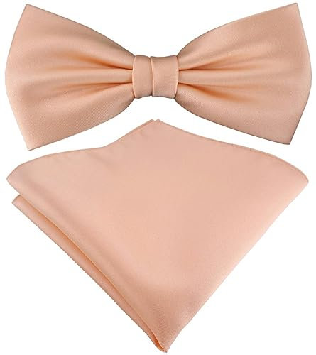 TigerTie Satin Fliege Einstecktuch in lachs Uni einfarbig + Aufbewahrungsbox
