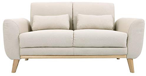 Miliboo Canapé scandinave 2 Places en Tissu Beige et Bois Clair EKTOR
