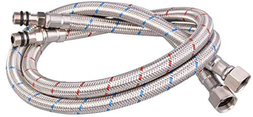 Xcel Home 2x M10 (10mm) x 1/2 BSP (500mm) Connecteurs de robinets flexibles | Tuyaux flexibles de remplacement pour chaudières, éviers et bassins | Tuyaux tressés en acier inoxydable sans plomb