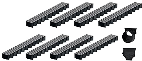 8x1m ACO Hexaline 2.0 Entwässerungsrinne Stegrost Stahl verzinkt Ablauf horizontal Bodenrinne Terrassenrinne