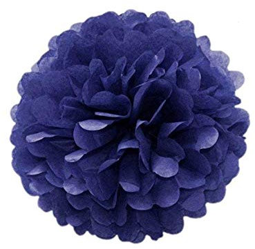 JZK 10 x Pompoms Pompons, 25cm Durchmesser, Seidenpapier blume Dekoration für Wohnzimmer Hochzeit Geburtstag Babyparty Kinder Party Weihnachten Silvester, dunkelblau