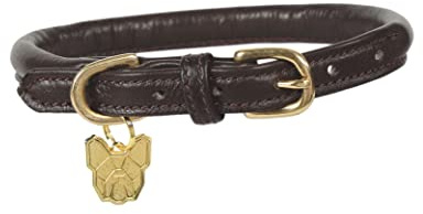 Shires Rolled Leather Dog Collar XX Small Brown