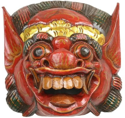 Oriental Galerie Barong Maske balinesische Mythologie Drachenmaske Bali Barongmaske Rangda Ubud Asien gute Geister traditionell ca. 25 cm Holz, Farbe:Rot