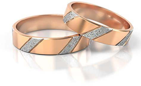 JC Gold Trauringe - Rosegold Weißgold Eheringe Bicolor inklusive Stein und Gravur im Paarpreis PL005 (14 Karat (585) Bicolor)