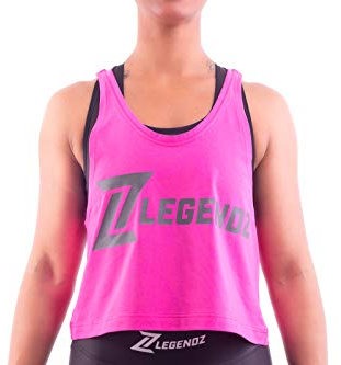 LegendZ Frauen Sport Top Shirt Kurz, Sportshirt ärmellos für Yoga Zumba Fitness Laufen I Lockeres und Bauchfreies Damen Tanktop (Pink, S)