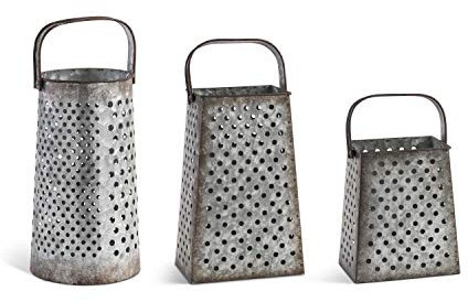 K&K Interiors 14904A Set mit 3 Reibe aus Zinn, Stahl, Set of 3 Tin Graters (Grad Sizes)