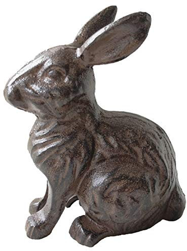 Dehner Dekofigur Hase, ca. 18,5 x 15 x 10,4 cm, Gusseisen, braun