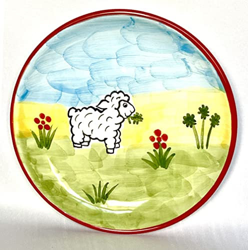 Teller Kinderteller Schaf Keramik bunt bemalt