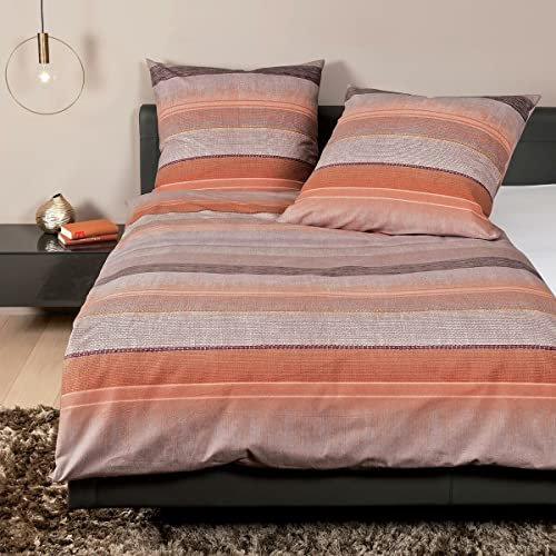 Janine Design Mako-Satin Bettwäsche Palermo 31102 korallenorange Rosenholz 1 Bettbezug 135 x 200 cm + 1 Kissenbezug 80 x 80 cm