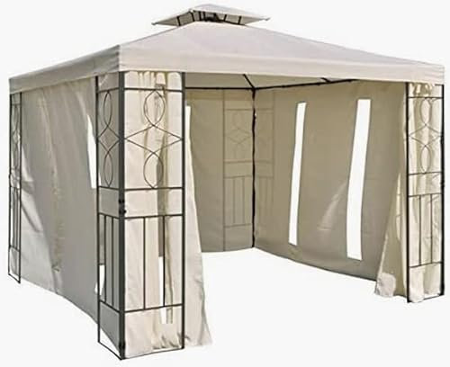 habeig Pavillon Seitenteile mit Fenster & Reißverschluß an jeder Seite 4Stück ohne Pavilliongestell (Taupe #37)