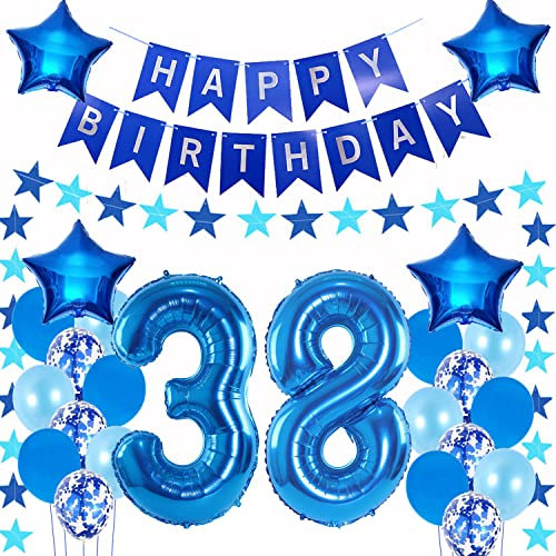Luftballons 38. geburtstag mann deko blau,Geburtstagsdeko 38 jahre mann,Folienballon 38 Geburtstag Dekoration männer,deko 38. Geburtstag Mann Deko blau,geburtstags banner 38 geburtstag deko