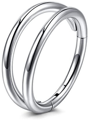 VFUN 16G 316L Chirurgenstahl Hinged Clicker Ring Piercing Septum Nase Ring für Damen Herren CZ Inlaid Ohrring Ohrpiercing Knorpel Helix 8-10 mm, Edelstahl, legierter Stahl, Silber