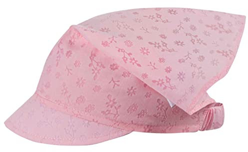 Kopftuch Sommer Mütze Schirmmütze Mädchen Baumwolle Blumen, Farbe: Rosa2, Größe: 42-44
