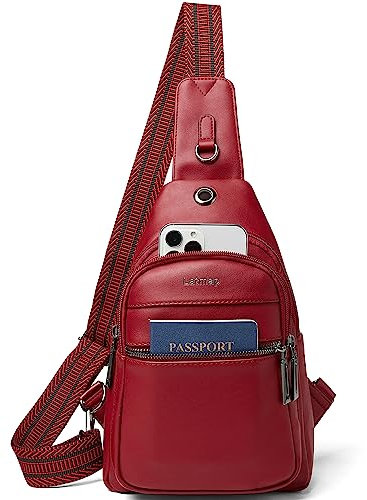 LATMAP Brusttasche Damen Herren crossbody bag damen kleine Sling Bag Gürteltasche Damen PU Leder Umhängetasche für Outdoorsport,Reisen,Radfahren