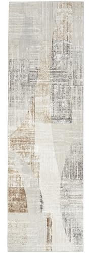 Inspire Me! Home Décor Iliana Teppich, modern, 70 x 200 cm, einfache Reinigung, fusselfrei, für Schlafzimmer, Wohnzimmer, Esszimmer, Küche (50 x 20 cm), Grau