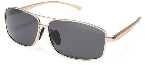 AOURBENE Herren Vintage Eckig Fliegerbrille Polarisierte Sonnenbrille Pilotenbrille UV400 Schutz Sonnenbrille für Erwachsene, Freizeit- und Outdoor-Enthusiasten, Berufstätige