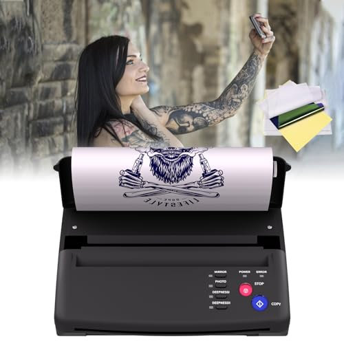 BLACKBUDDA Stencil Drucker Tattoo Transfer Maschine, Professionelle Thermo Stencil Printer, 10 Blätter Transferpapier für DIY
