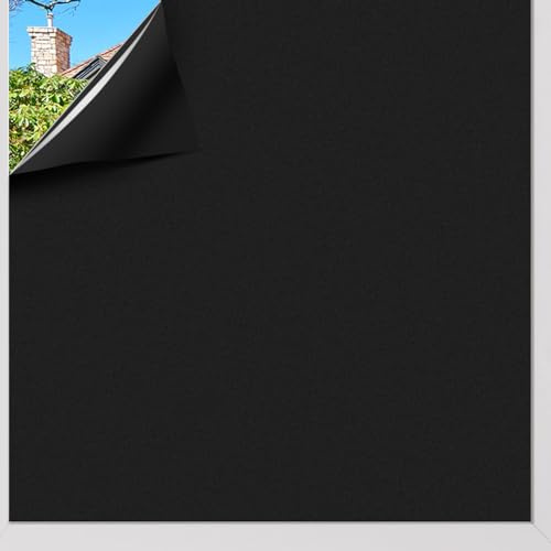 KROMAPOLIS mattierte Fensterfolie - undurchsichtige Privatsphäre schwarzes Glas Aufkleber, kein Klebstoff statische Haftung, Wärmeregulierungs-Fensterfoliene-60 x 400