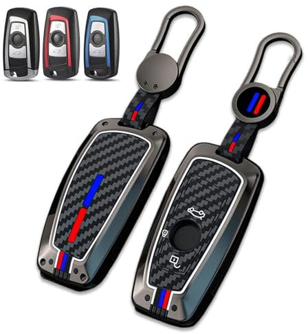 Noreyvis für BMW Key Cover Case, Zinklegierung Schlüsselanhänger Fall Halter Shell mit Schlüsselanhänger kompatibel für BMW 1 3 4 5 6 7 Series X1 X3 X4 X5 X6 M5 M6 GT3 GT5(Grau), (yorin-de-bm1)