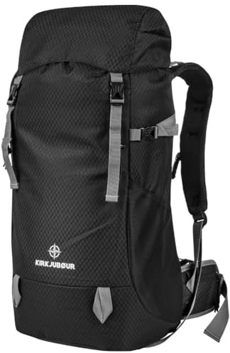 Kirkjubøur® Premium Outdoor Trekking Rucksack mit 30 L und 35 L, gepolsterter Wanderrucksack, flexibles Fassungsvermögen und wasserabweisendes Außenmaterial