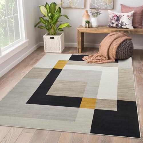 AMEHA Area Rugs for Bedroom - Printed Rugs Living Room Large 200x290 Cm Geometric Style Modern Carpet Super Soft Extra Large Rug - Easy Care (Milo)