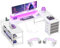 ODK Bureau avec Tiroirs, Bureaux d'angle Réversible avec Multiprise, LED et Support pour Moniteur pour Bureau à Domicile, 167×102 cm, Blanc Pur