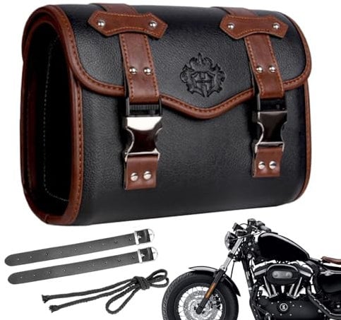 Lyanny Motorrad Werkzeugtasche - Wasserdichte PU Leder Satteltasche und Gabeltasche für Motorräder