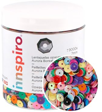 INNSPIRO Pailletten, blickdicht, 7 mm, 120 g, 17 Farben, PVC, robust, ideal für Bastelarbeiten, Kleidung, Taschen und DIY-Projekte, einfach zu nähen und zu kleben