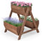 HOMASIS Cama Vertical elevada de jardín, Escalonada con 3 jardineras de Madera, Soporte para Plantas con Agujeros de Drenaje, Macetero para Interior y Exterior, jardín, balcón, 73x66x73cm, Marrón