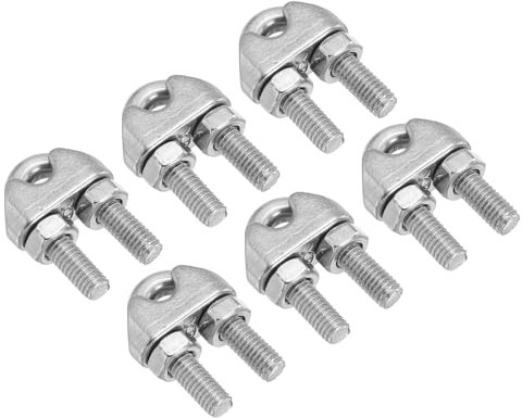 PATIKIL 1/4 / 6mm Wire Rope Cable Clip Clamp, 6Pcs M6 304 Stainless Steel U Bolt Saddle Fastener for Rigging Railing, Silver Tone