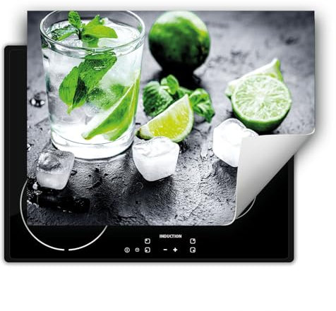 DarHaus Tapa para placa de induccion - Placa protectora vitroceramica 80x52 cm - lima - agua