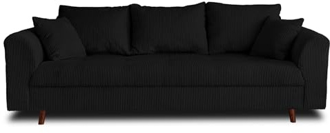 Lisa Design Rune – 3-Sitzer Sofa – aus Cord Schwarz