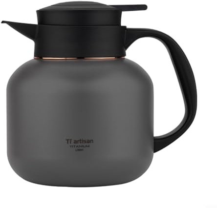 Thermos in titanio con infusore per tè, display della temperatura, manico ergonomico, base silenziosa (grigio)