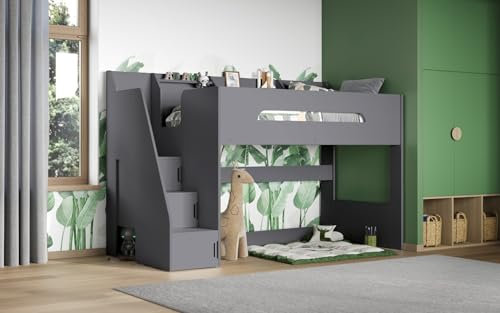 Flair Stepaside Wooden High Sleeper Frame Only - Grey