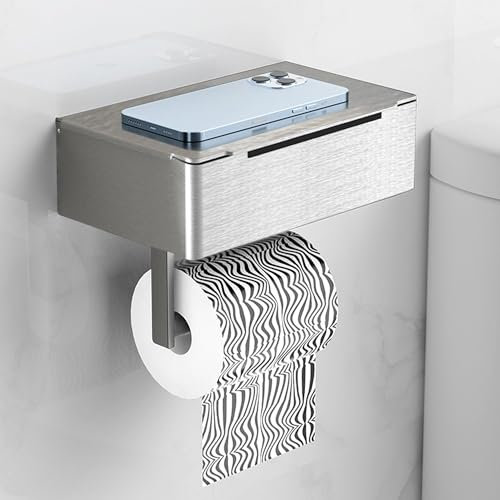 Toilettenpapierhalter Edelstahl, Rollenhalter Selbstklebend Oder Bohren, WC Klopapierhalter für Toilette Badezimmer Küche (Silber, Stil A)