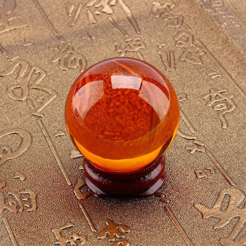 KIMISS Bola Curativa de Cristal de Color ámbar de Cuarzo, 1 Pieza de 40 Mm, Esfera de Cristal Asiático Raro con Soporte, Hogar, Decoración de la Oficina, Meditación,