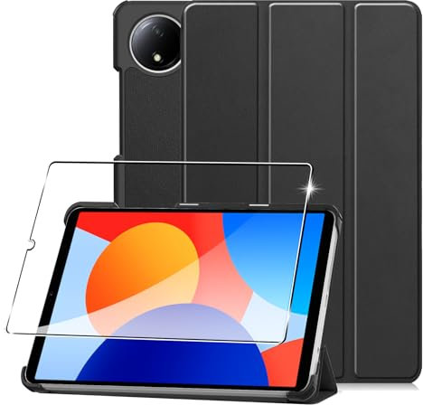 CAUHENYEE Funda para Xiaomi Redmi Pad SE 8.7 (2024) Carcasa, Funda Protectora para Tableta con 1 Protector de Pantalla, Función de Soporte Vertical - Negro