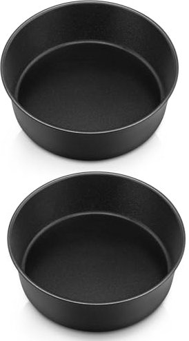 Joyfair Deep Cake Tin Set of 2, Non-Stick Stainless Steel Cake Tin, Christmas Birthday Wedding Cake Mould Pan for Baking Roasting Serving, Rust Resistant & Easy Clean, (6 Inch, Black)