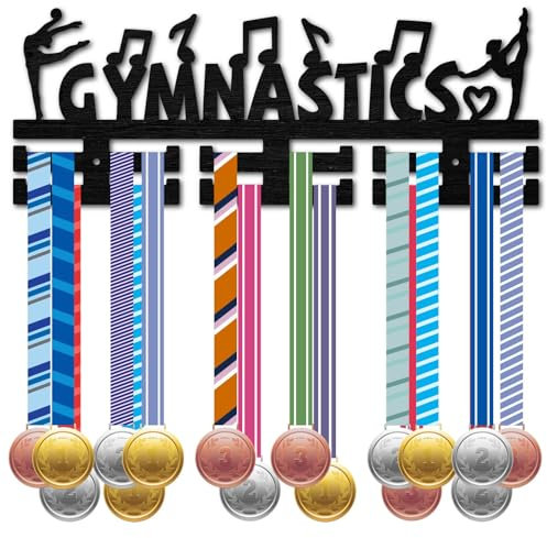 CREATCABIN Porta Medaglie Ginnastica Supporto Parete Medaglie Sportive Ginnastica Ritmica Femminile Supporto Premi Gara 30+ medaglie Nastri Espositore Sospeso Regalo Campioni Atleti 40x15cm