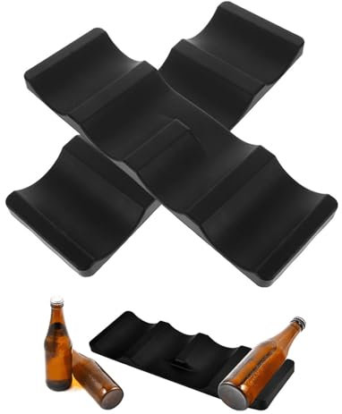 TPZORJX 2 Piezas Soportes Apilables para Botellas de Refrigerador, para Cocina, Encimera, Despensa, Antideslizante, Fácil Almacenamiento (Negro)