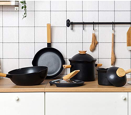 Kochtopf, 4-teiliges Kochgeschirr-Set, Aluminiumlegierung Kreatives Kochgeschirr Antihaft-Pfanne, Wok Bratpfanne Suppentopf Milchtopf mit Deckel