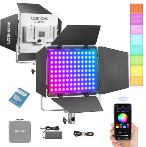 GODOX LITEMONS LP400R RGBW LED Video Light, CCT Bicolore Température 1800K-10000K 36W Panneau lumineux avec mode HSI et mode GEL, 14 effets de lumière, contrôle APP de soutien
