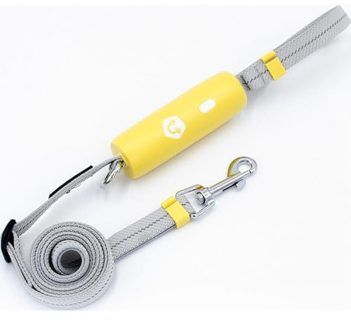 Verstellbare und Anpassbare Hundeleine SMILE ITEMS – Antiverlust-Befestigung, Länge 1m bis 1,6m für Sichere und Bequeme Spaziergänge (gelb)