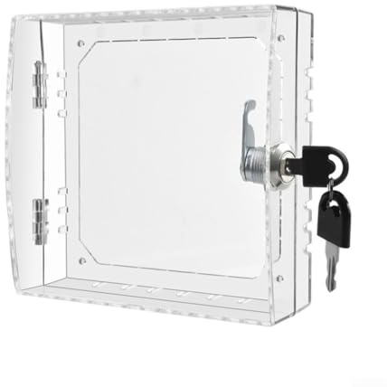 Startbuymore Transparent Acrylic Thermostat Lock Box with 2 Keys, Wall-Mounted Guard Cover for AC Control, Heater Guard or Thermostat Cover Tamper-Proof Protection,16x15x6cm