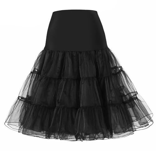 Cadimus Petticoat Unterrock Damen, Unterrock Damen Knielang, Rockabilly Unterrock, Tüllrock Damen Tutu Rock 50er, Reifrock Crinoline für Rockabilly Kleid Hochzeitskleid Ballkleid