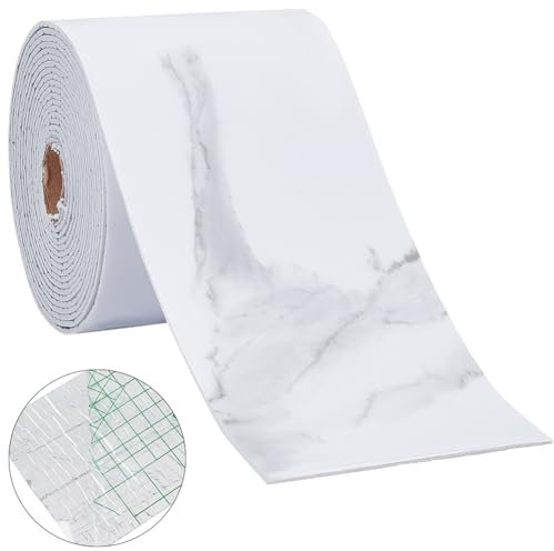 CRASPIRE White Self Adhesive Wallpaper Border Mirrors Frame Peel and Stick Removable PVC Waterproof Wallpapers for Mirror Edge Kitchen Tiles Cabinet Home Decors Bathroom Corner Stickers 4In Width